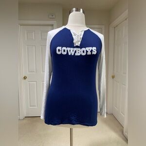 Fanatics Dallas Cowboys Varsity Style Long Sleeve T-Shirt 
2XL Blue and White